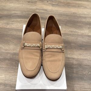Men's Tan Loafers with Gold Accent